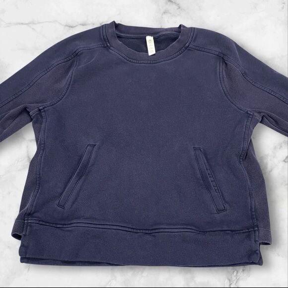 Lululemon Women size 8 Press Pause Crewneck Pullover Sweatshirt Navy - Picture 9 of 16